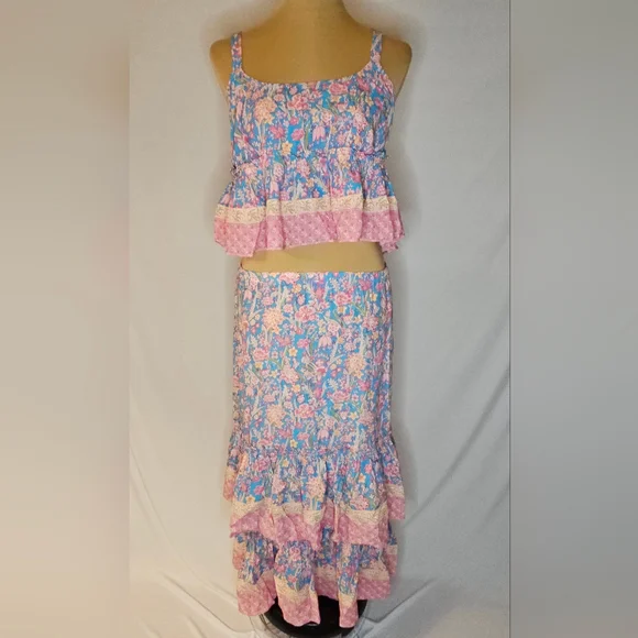 Plenty by Tracy Reese Pink and Blue Floral Skirt Set - Picture 1 of 12